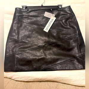 MinkPink black leather mini skirt